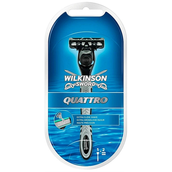 Wilkinson Sword Quattro Extra Close Shave holicí strojek pro muže 1 kus + břitva 2 kusy