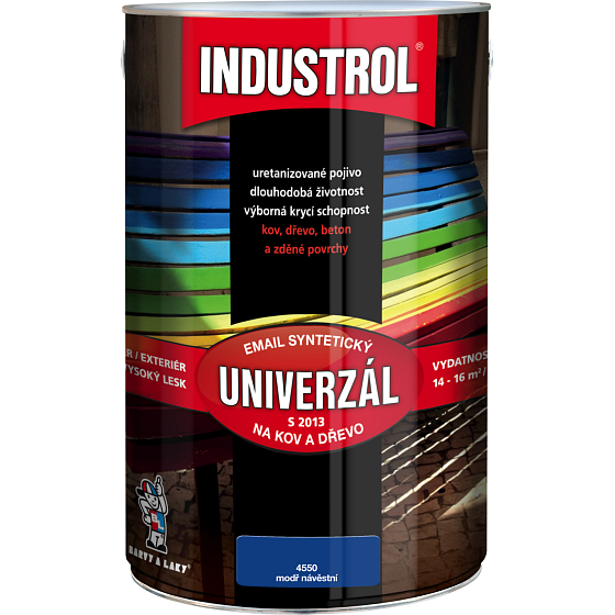 Industrol S2013 uniwersalny połysk farba wierzchnia na metal i drewno, 4550 niebieski sygnalizacyjny, 4 l