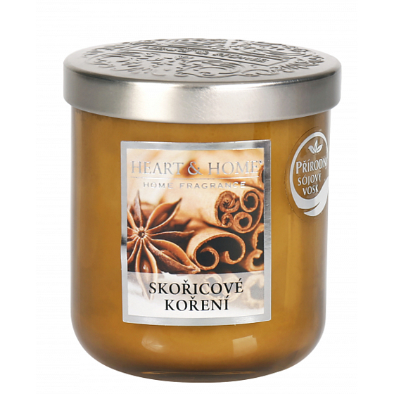 Heart & Home Skořicové koření Sojová vonná svíčka střední hoří až 30 hodin 110 g