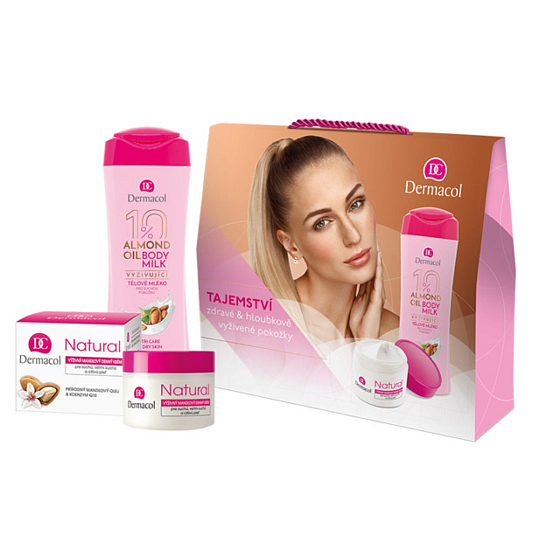 Dermacol Almond Oil tělové mléko 250 ml + Natural denní krém 50 ml, kosmetická sada