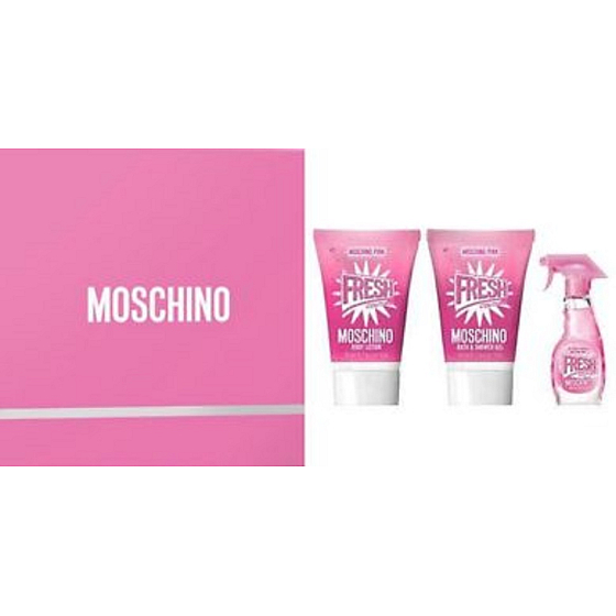 Moschino Fresh Couture Pink toaletni voda pro ženy 5 ml + sprchový gel 25 ml + tělové mléko 25 ml, dárkový sada