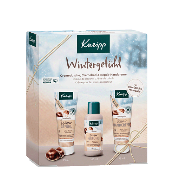 Kneipp Zimní péče sprchový krém 75 ml + krém na ruce 75 ml + pěna do koupele 100 ml, kosmetická sada pro ženy