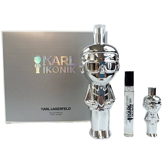 Karl Lagerfeld Ikonik Man woda perfumowana 100 ml + woda perfumowana 7,5 ml + woda perfumowana 4,5 ml, zestaw prezentowy dla mężczyzn