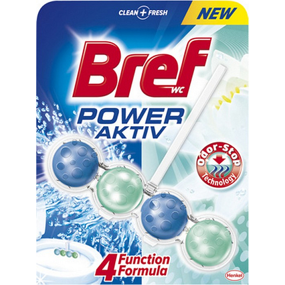 Bref Power Activ 4 Formula Odor Stop WC blok pro hygienickou čistotu a svěžest Vaší toalety, zbarvuje vodu 50 g