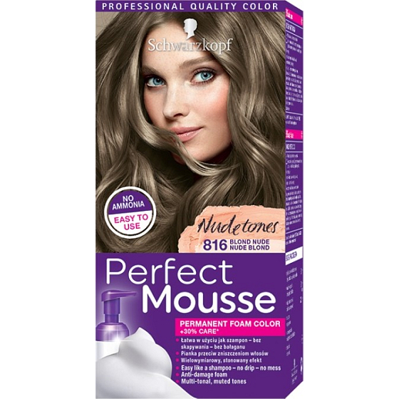 Schwarzkopf Perfect Mousse Permanent Foam Color barva na vlasy 816 Nude Blond