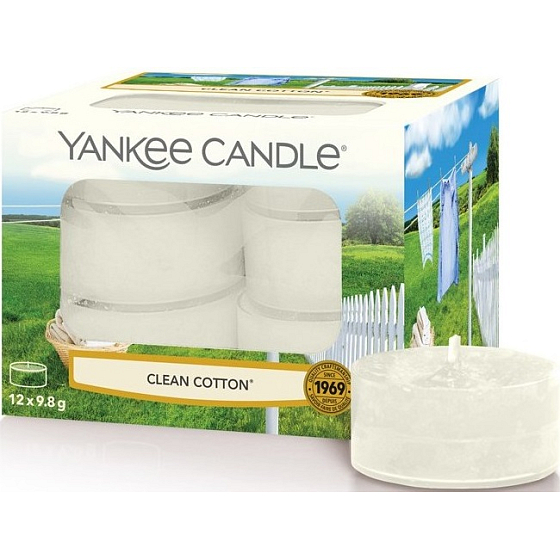 Yankee Candle Clean Cotton - Čistá bavlna vonná čajová svíčka 12 x 9,8 g