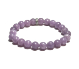 Lepidolit różowy naszyjnik elastyczny naturalny kamień, kuleczka 8 mm / 16 - 17 cm, amulet sportowców