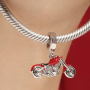 Charm Srebrny 925 Motocykl Czerwony, zawieszka na bransoletkę podróży
