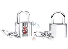 Charm Srebrna biżuteria 925 Zamek i klucz 2w1 czerwony, zawieszka na bransoletkę miłość