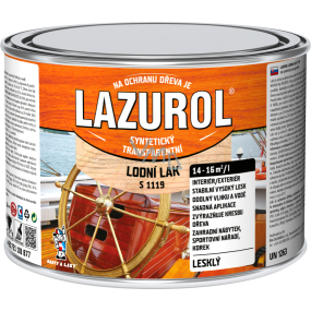 Lazurol S1119 lodní lak odolný lak na dřevo bezbarvý, lesk 375 ml Lazurol S1119 lodní lak odolný lak na dřevo bezbarvý, lesk 375 ml