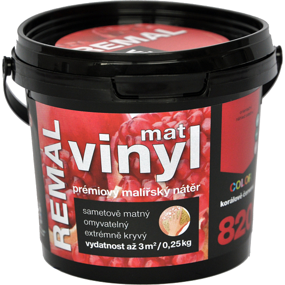 REMAL Vinyl Color mat zmywalna farba do ścian, 820 koralowo-czerwona, 250 g