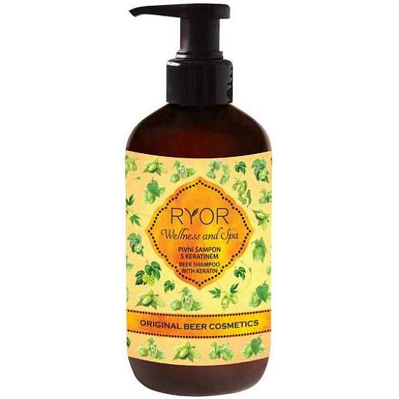 Ryor Pivní kosmetika šampon s keratinem dávkovač 250 ml
