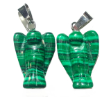 Malachit Anděl strážný přívěsek ručně broušený 1,7 cm 1 kus, kámen splněných přání