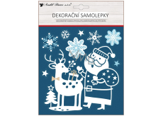 Świąteczne dekoracyjne naklejki z brokatem Santa i renifer 18 x 23 cm