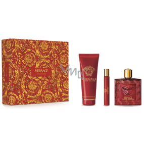 Versace Eros Flame woda perfumowana 100 ml + żel pod prysznic 150 ml + woda perfumowana 10 ml, zestaw prezentowy dla mężczyzn