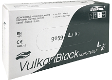 VulkanBlack czarne jednorazowe bezpudrowe rękawice nitrylowe, rozmiar L, 100 sztuk