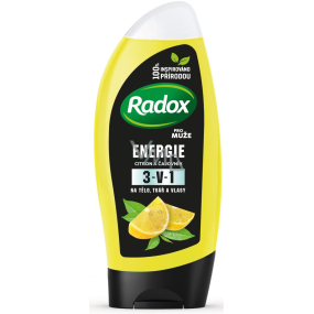 Radox Men Energie Citron a čajovník 3v1 sprchový gel na tělo, vlasy a tvář pro muže 250 ml Radox Men Energie Citron a čajovník 3v1 sprchový gel na tělo, vlasy a tvář pro muže 250 ml