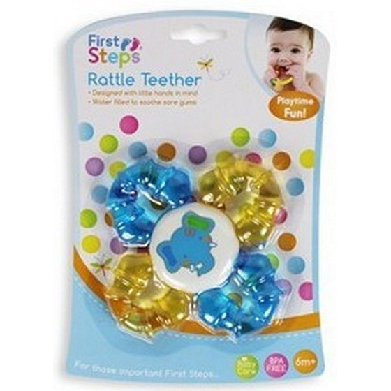 First Steps Rattle Teether kousátko s chrastítkem Slon