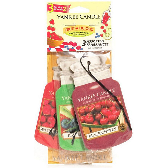 Yankee Candle Fruit A Licious - Mix ovoce Classic vonná visačka do auta papírová sada 3 kusy x 12 g