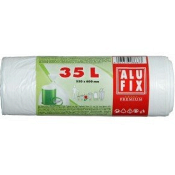 Alufix Sáčky do odpadkového koše zatahovací bílé, 10µ, 35 litrů, 53 x 60 cm, 30 kusů