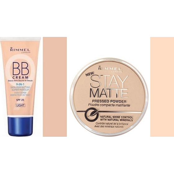 Rimmel London Beauty Balm BB krém 01 Light 30 ml + Stay Matte Powder pudr 003 Peach Glow 14 g