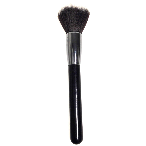 Kosmetický štětec na pudr černo-bílý vlas černá rukojeť 18,5 cm