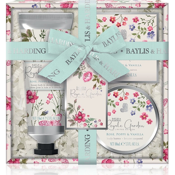 Baylis & Harding Královská zahrada sprchový a koupelový krém 130 ml + mýdlo 150 g + tělové máslo 100 ml, kosmetická sada