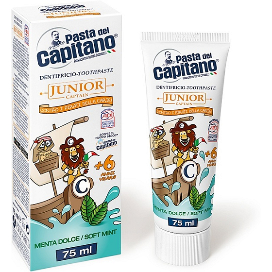 Pasta Del Capitano Junior Soft Mint zubní pasta pro děti od 6 let 75 ml