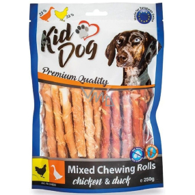 KidDog Mixed Chewing Rolls with Chicken & Duck mix bułowych patyczków z kurczakiem i kaczką - 8 mm/12 cm 250 g