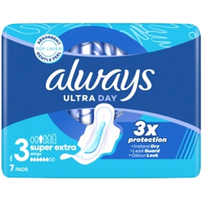 Always Ultra Super Extra Night podpaski damskie z skrzydełkami, 7 szt.