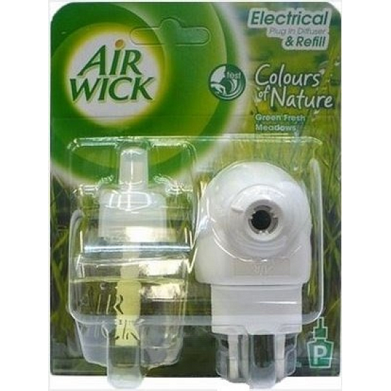 Air Wick Zelené svěží louky elektrický osvěžovač vzduchu komplet 19 ml