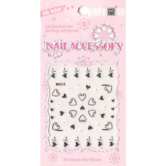 Nail Accessory 3D nálepky na nehty 1 aršík 10100 BG16