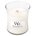 WoodWick White Tea & Jasmine - Bílý čaj a Jasmín vonná svíčka s dřevěným knotem a víčkem sklo malá 85 g