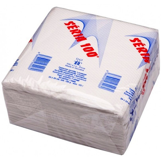 Séria 100 Białe serwetki papierowe 1 warstwowe 33 x 33 cm 100 sztuk