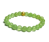 Kalcit zielony elastyczny naturalny kamień, kulka 8 mm / 16 - 17 cm, kamień intuicji