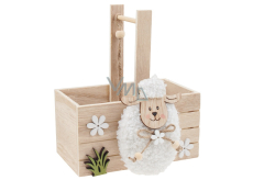 Košík dřevěný s ovečkou 14 x 18 cm