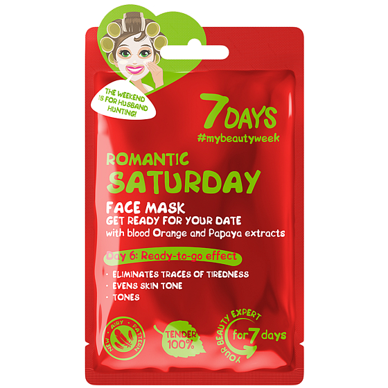 7Days Romantyczna sobota tekstylna maska na twarz dla wszystkich typów cery 28 g