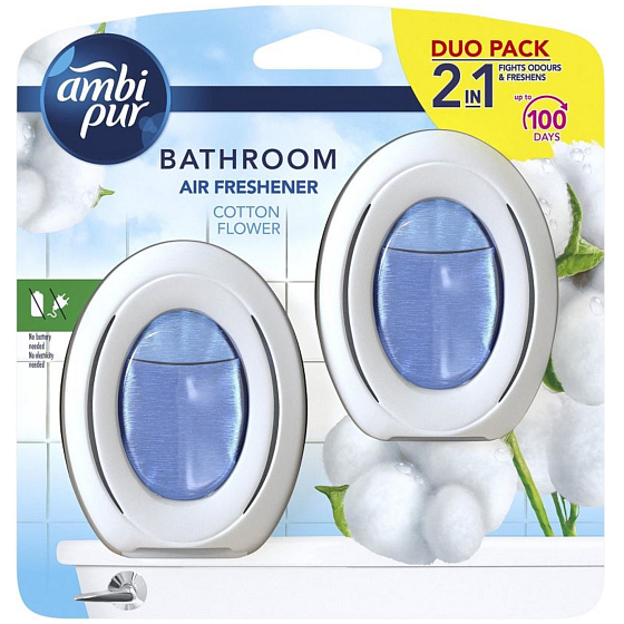 Ambi Pur Bathroom Cotton Flower żelowy odświeżacz powietrza do łazienki 2 x 7,5 ml, duopack