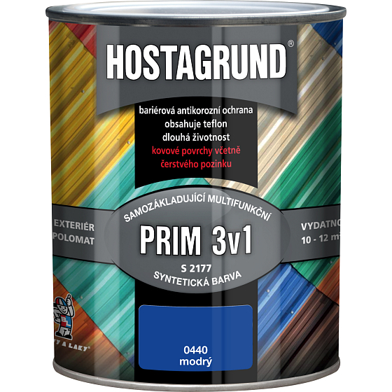 Hostagrund Prim 3w1 S2177 podkładowa i nawierzchniowa farba do metalu, 0440 niebieski, 600 ml