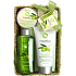 Idc Institute Organica Olive Oil sprchový gel 188 ml + tělové mléko 180 ml + tělový peeling 60 ml + sisalová houbička 1 kus v košíku, kosmetická sada