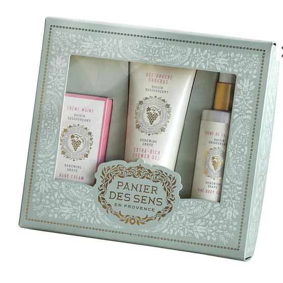 Panier des Sens Hrozen sprchový gel 200 ml + tělové mléko 200 ml + krém na ruce 75 ml, kosmetická sada