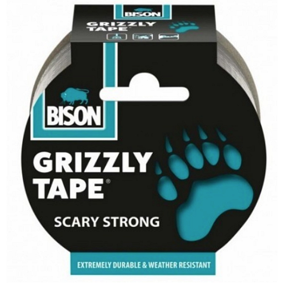 Bison Grizzly Tape taśma naprawcza srebrna, szerokość taśmy: 50 mm z nawinięciem o długości 10 m