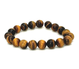 Tygry Oko Bransoletka elastyczna naturalny kamień, kuleczka 10 mm / 16 - 17 cm, kamień słońca i ziemi, przynosi szczęście i bogactwo