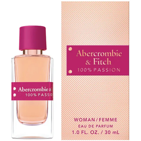Abercrombie + Fitch 100% Passion parfémovaná voda pro ženy, 30 ml. Smyslná a energická vůně plná vášně a elegance.