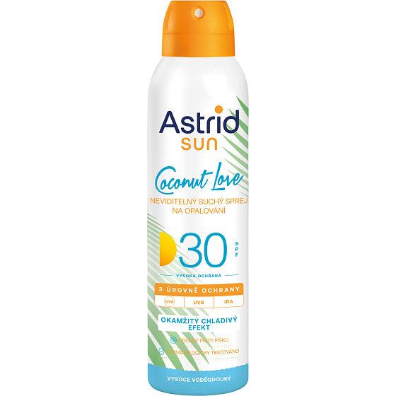 Astrid Sun OF 30 Coconut Love niewidoczny suchy spray do opalania, 150 ml