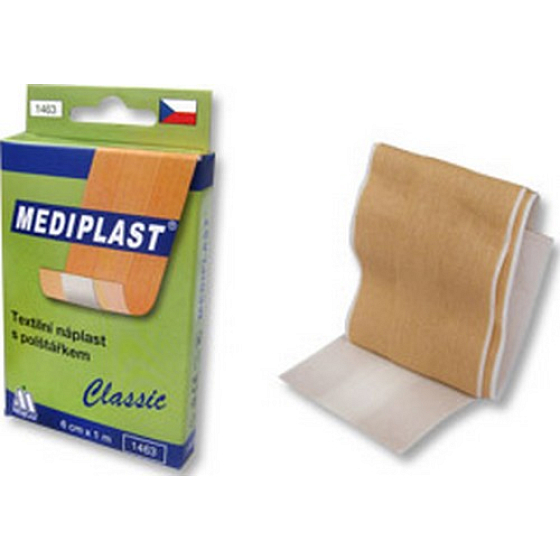 Mediplast Classic opatrunek tekstylny z podkładką 6 cm x 1 m