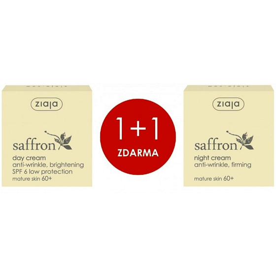 Ziaja Šafrán 60+vyhlazující denní krém pro zralou pleť 50 ml + Šafrán 60+ vyživující a zpevňující noční krém pro zralou pleť 50 ml, duopack