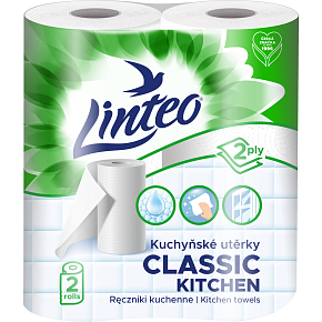 Linteo Classic 2-warstwowe ręczniki papierowe do kuchni, 2× 9,3 m, 2 rolki