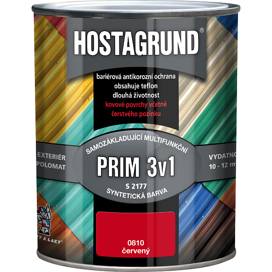 Hostagrund Prim 3w1 S2177 podkład i farba nawierzchniowa do metalu, 0810 czerwony, 600 ml