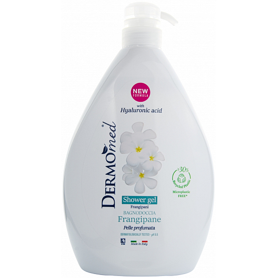Dermomed Frangipani & White Peach sprchový gel dávkovač 1000 ml